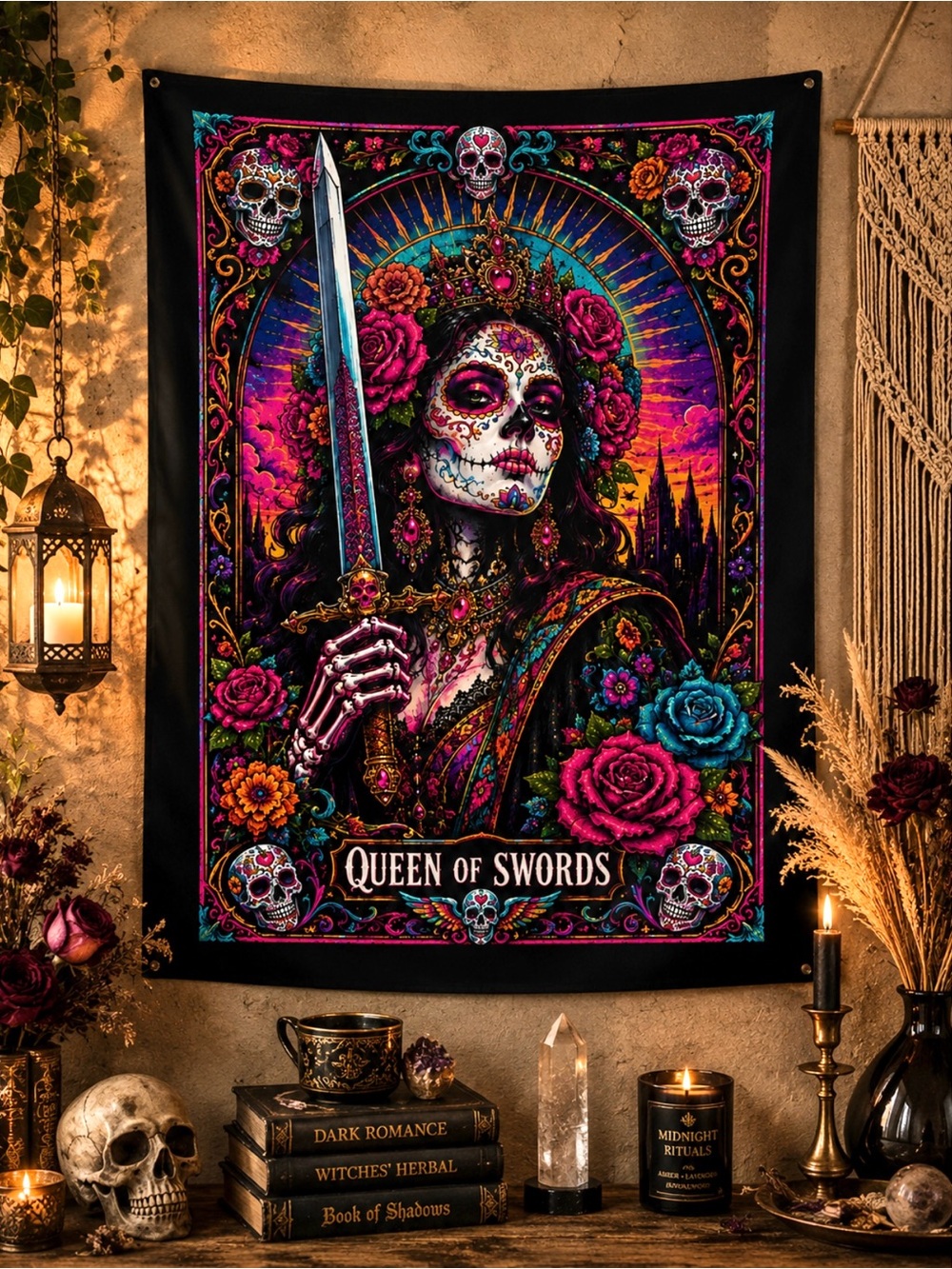 Indoor Art Tapestry Wall Hanging Queen Of Swords Tarot New 26x36
